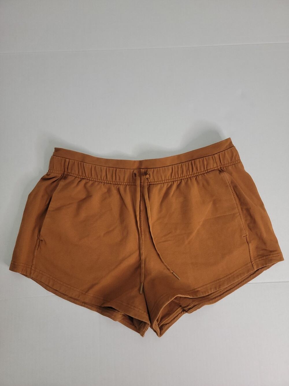 Lululemon Shorts Womens 14 Inner Glow High Rise Cotton Terry Tan Orange W7BDRS